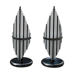Modernist Italian Pair of Table Lamp Black Murano Glass Sciolari Design