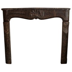 Large 18th Century French Regence Brown and Gray Marble Mantel 