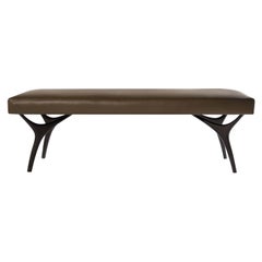 Stamford Modern's Crescent Bench in Olive Leather