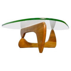 Vintage Early Noguchi IN-50 Walnut and Glass Table by Herman Miller
