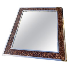 Grand miroir mural Polo Ralph Lauren:: acier inoxydable:: acajou:: écaille de tortue