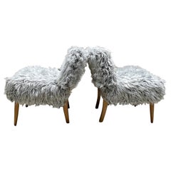 Flirty Slipper Chair Set Midcentury Modern Furry Glamor Style Billy Haines 1950s