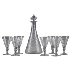 Used Set of 7 Crystal Glasses and a Pitcher