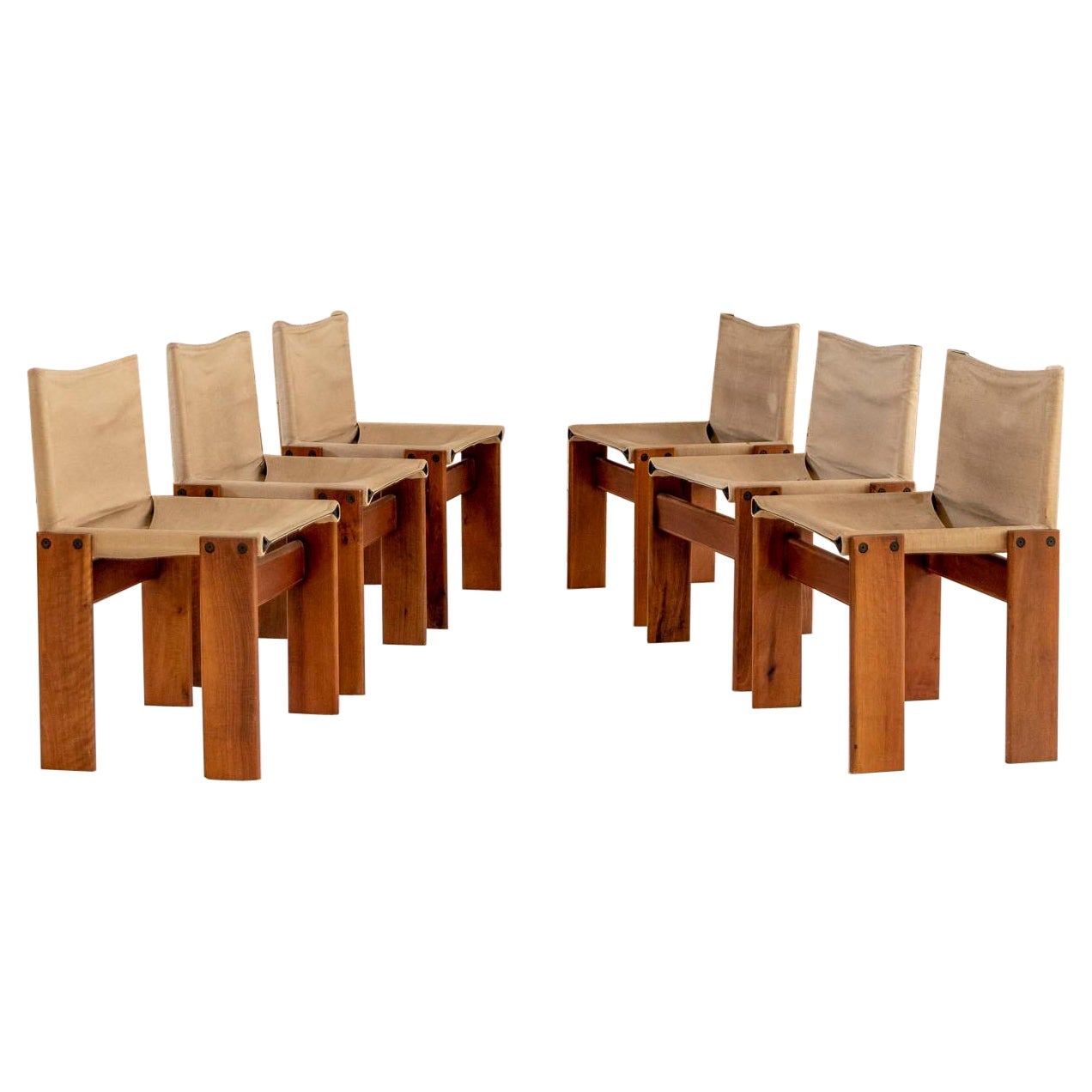 Set of Six 'Monk' Chairs by Afra & Tobia Scarpa, 1970 ca