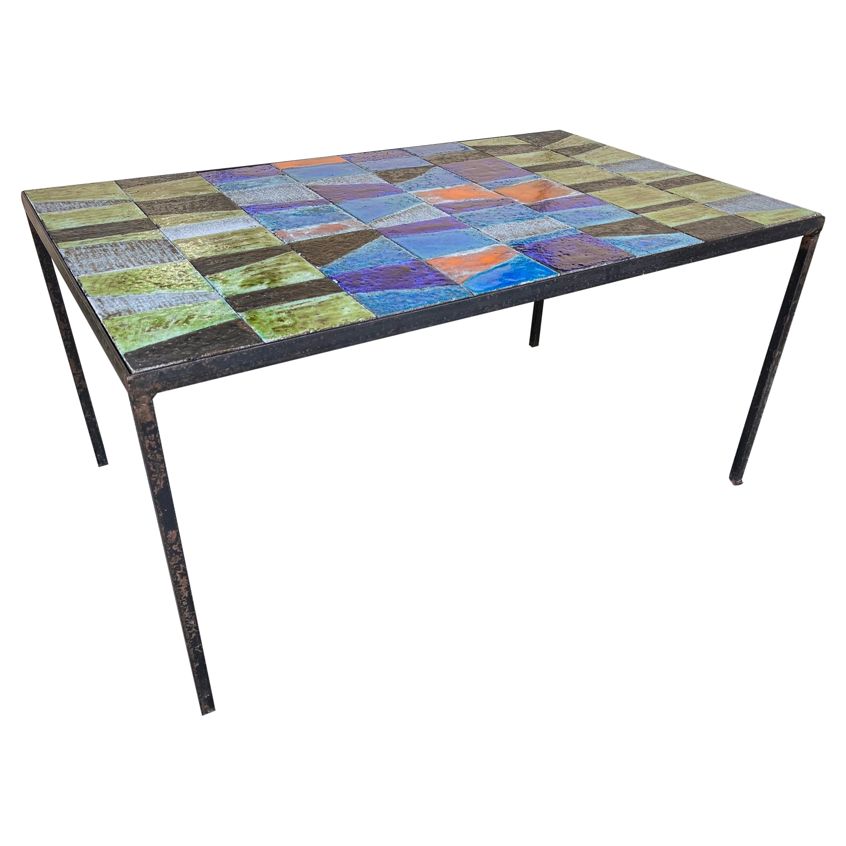 Ceramic Enameled Coffee Table, France, 1950s