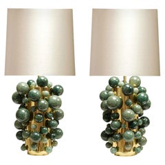 Green Rock Crystal Bubble Lamps by Phoenix