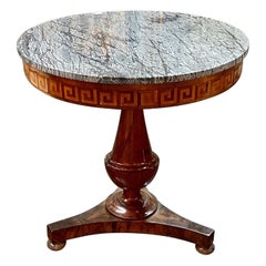 19th Century Italian Mahogany Center Table with Greek Key Inlay