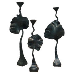 Vintage J Brubaker Large Sculptural Candlesticks, 1990