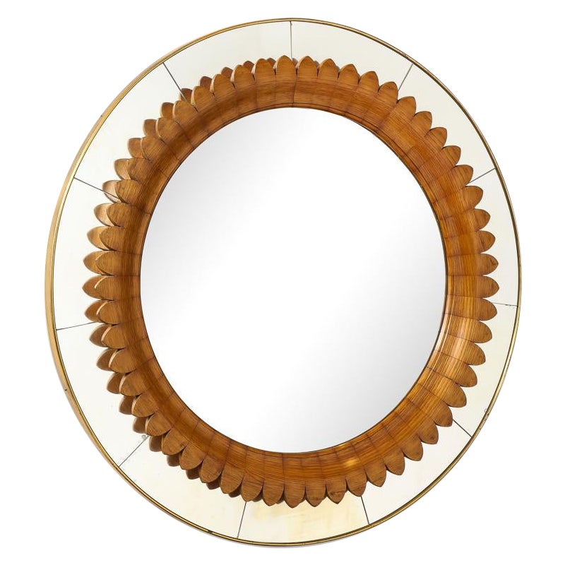 Circular Carved Mirror Attributed to Fratelli Marelli for Framar