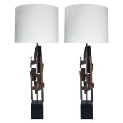 Used Sculptural, Brutalist Torch Cut Lamps by Richard Barr for Laurel Lamp Co. C1970