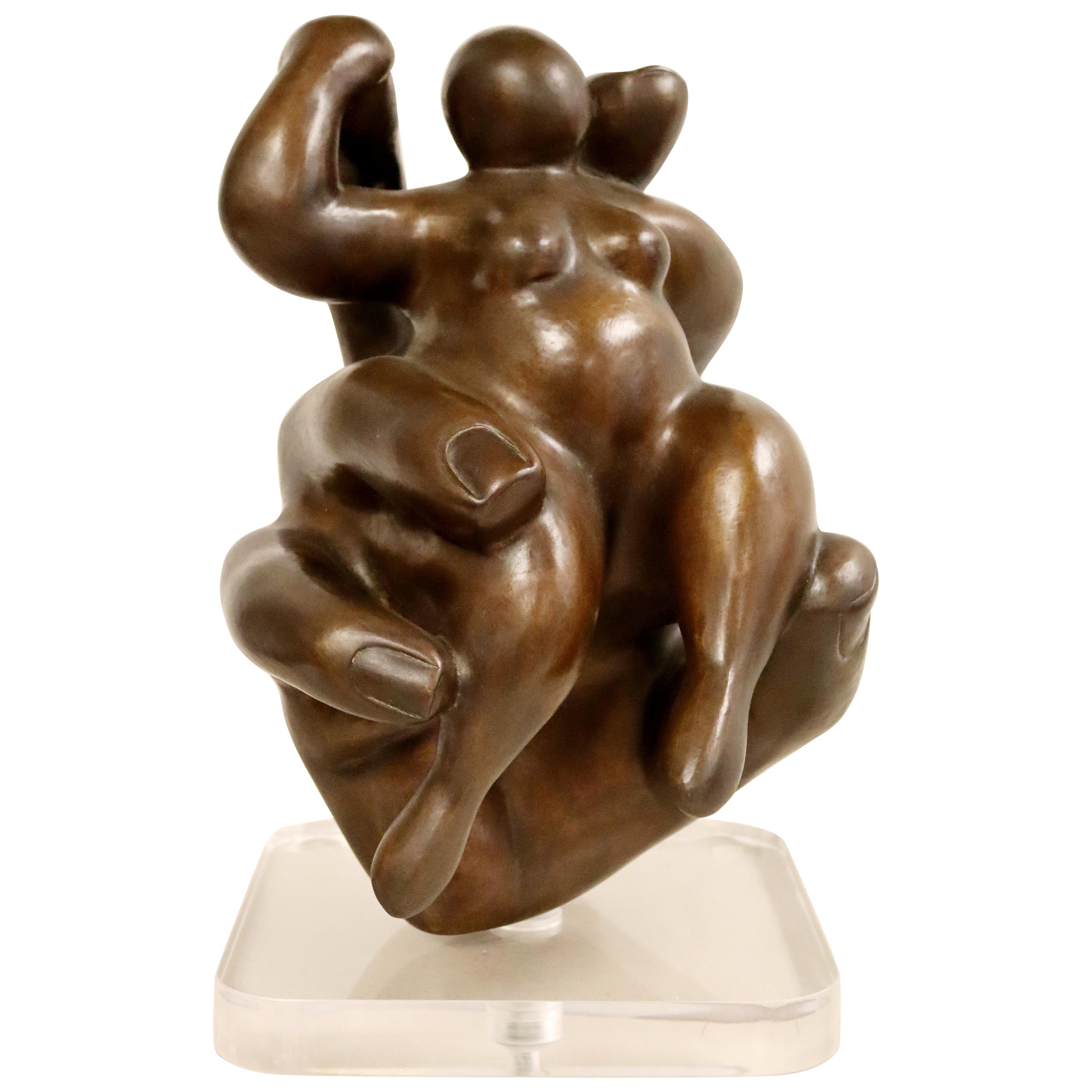 Escultura de mesa contemporánea de bronce Ilusión de Jerry Soble Años 90