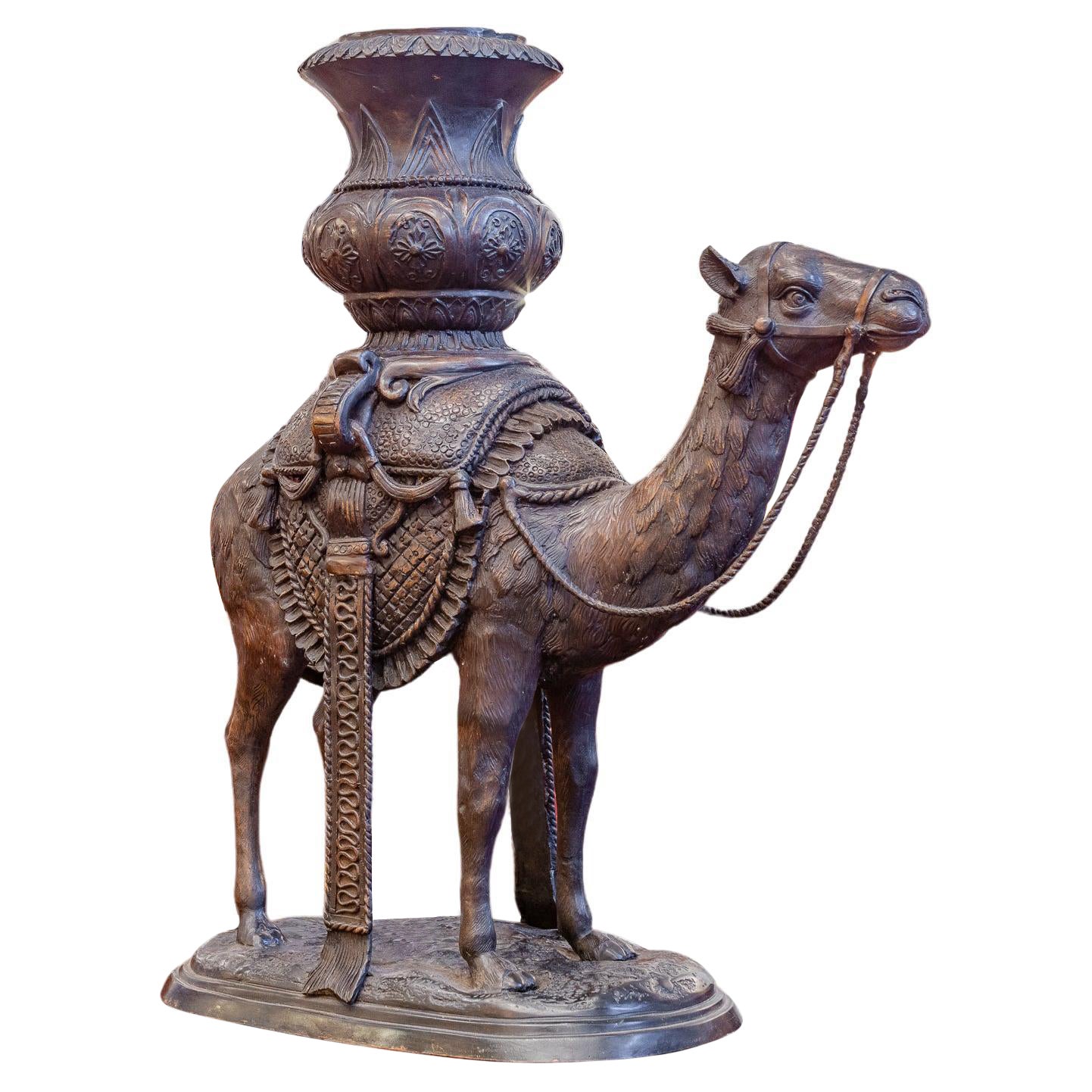 Decorative Continental Bronze Camel Planter 20th Century