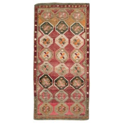 Vintage Mid-20th Century Handmade Turkish Anatolian Room Size Gallery Carpet