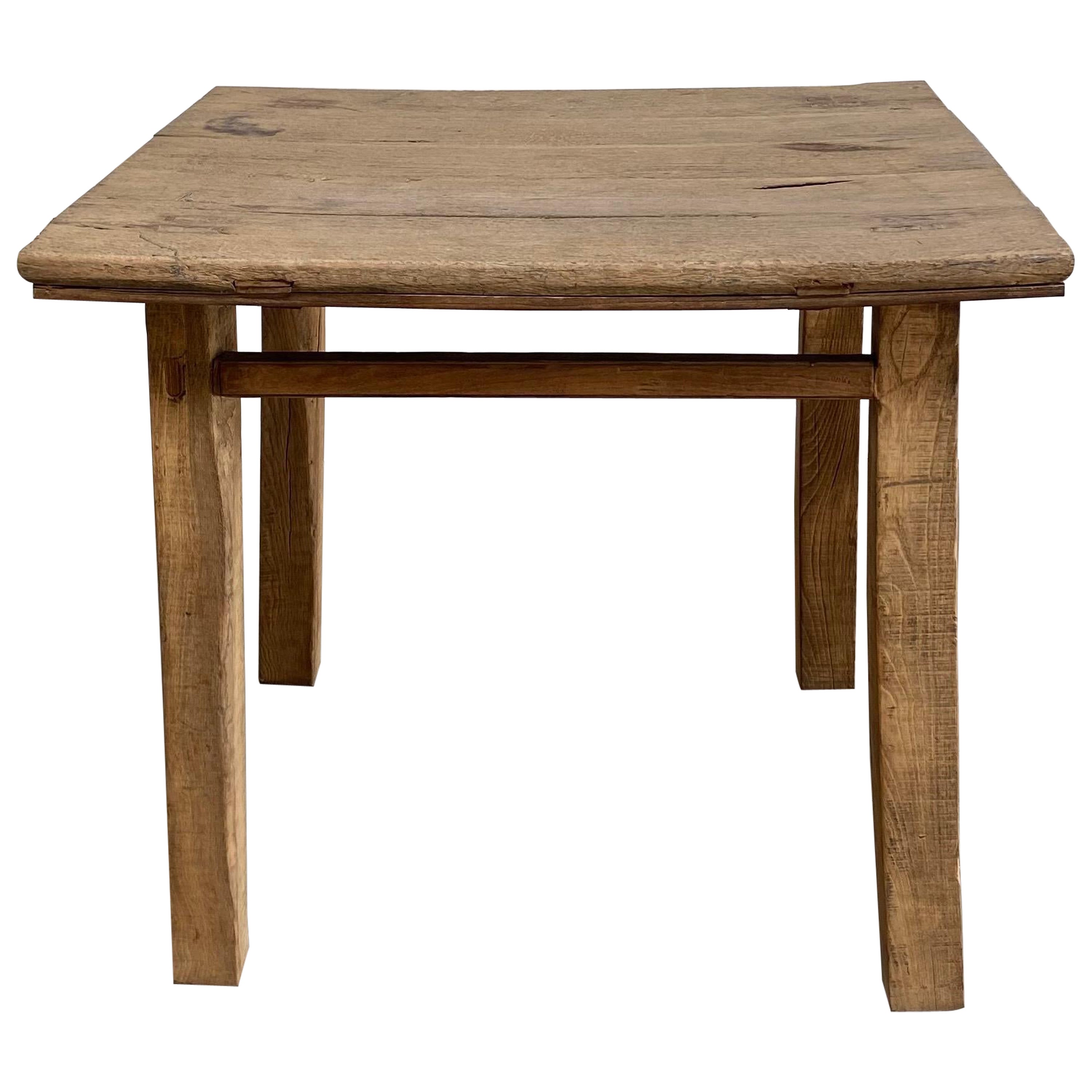 Vintage Elm Wood Side Table For Sale