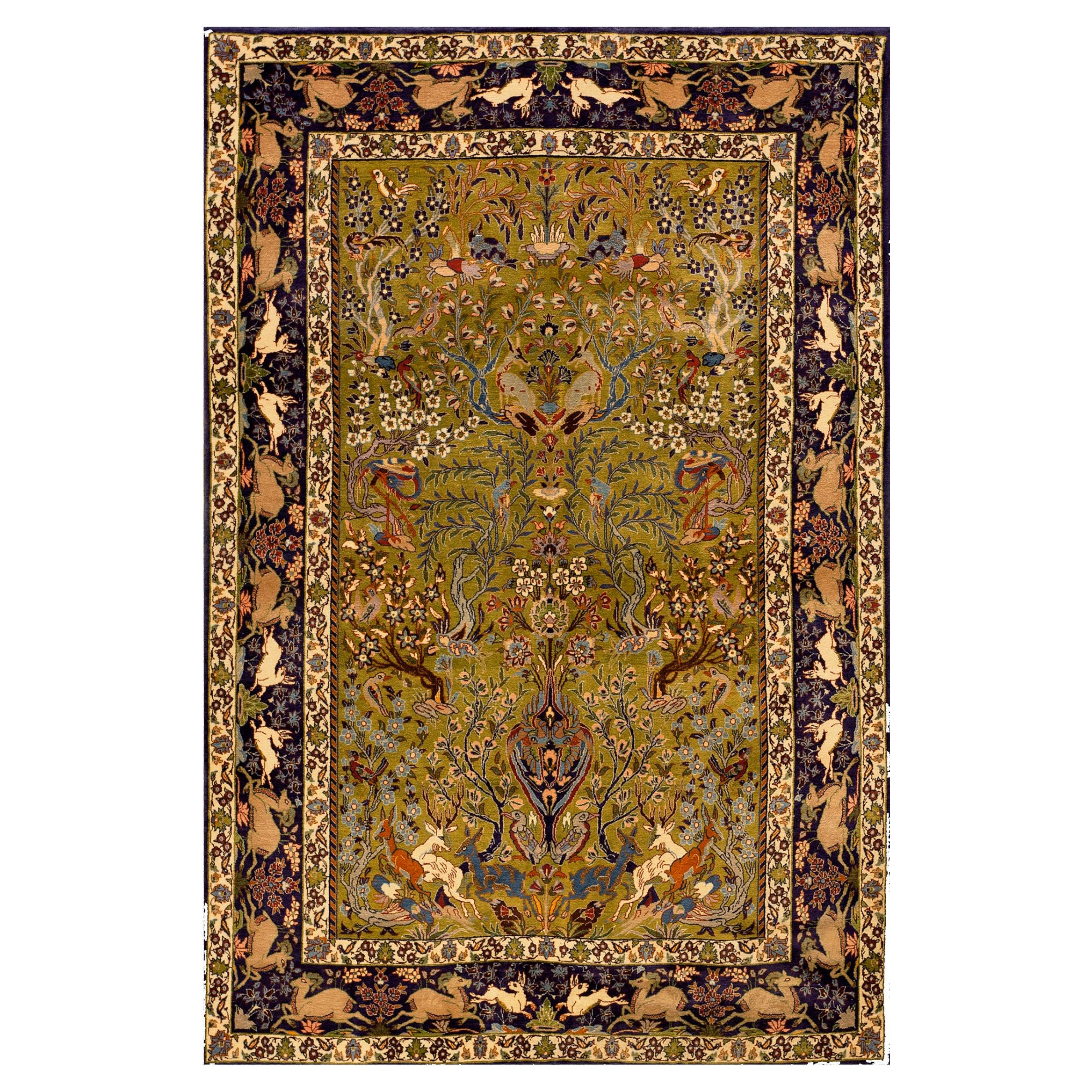 Alfombra persa Isfahan de mediados del siglo XX ( 3' 6'' x 5' 4'' - 107 x 163 cm)