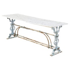 French Art Nouveau Marble Iron Patisserie Pastry Table Console