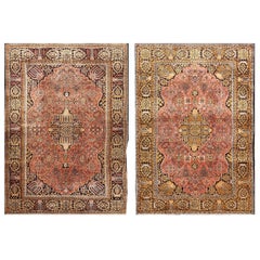 Vintage Pair of Mid 20th Century Persian Silk Qum Carpets (3' 7'' x 5' 2'' - 110 x 158)
