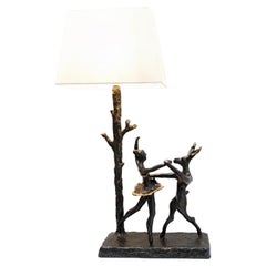 Hare & Ballerina sculptural table lamp, hand made