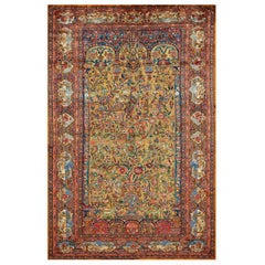 Tapis Souf Kashan en soie et fils mtalliques du dbut du XXe sicle (4'' 3'''' x 6'' 3'''')