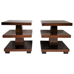 Pair of Stunning Rectangular, Three Tiered Mahogany End/ Side Tables