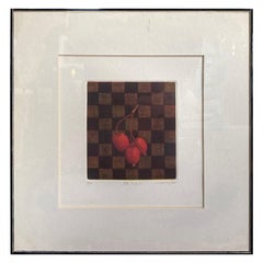 Vintage Japanese Signed Limited Edition Mezzotint Fruit Crab Apple Still Life Print