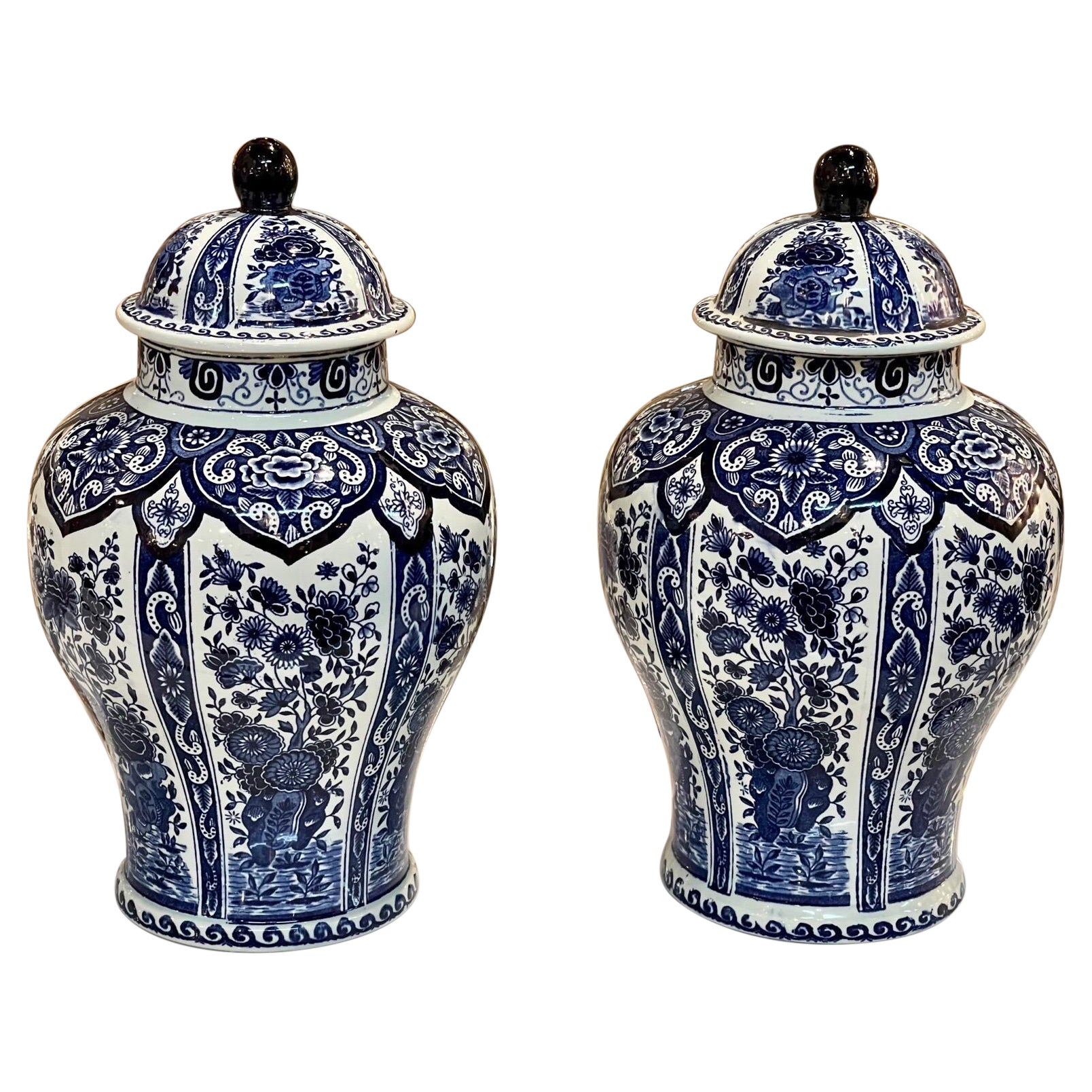 Pair of Early 20th Century Delft Blue Ginger Jars