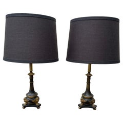 Pair of Small Scale Bronze Table Lamps, Late 19th Century, French