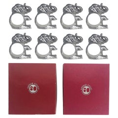 Arthur Court Designs Aluminum Elephant Napkin Rings, New in Boxes, Set of '8'