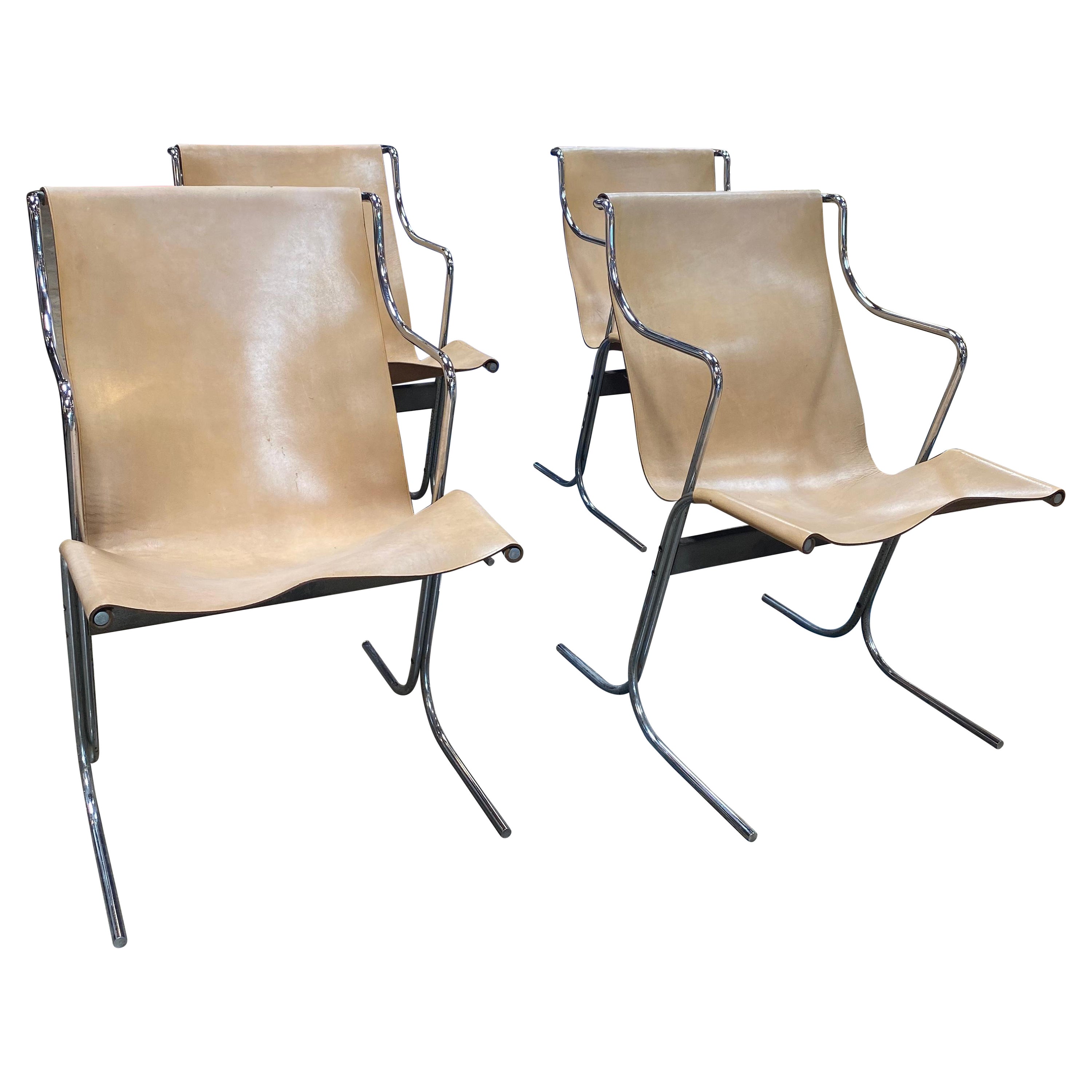 Italian Midcentury Set of 4 Lounge Chairs by Ross Littell for ICF Milan, 1960s