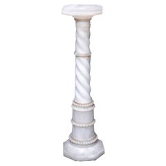 Used Neoclassical Carved Alabaster Sculpture Display Pedestal Circa 1890