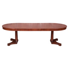 Baker Furniture Regency Cherry Wood Pedestal Dining Table, Newly Refinished