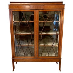 Large Antique Edwardian Quality Inlaid Mahogany Display Cabinet