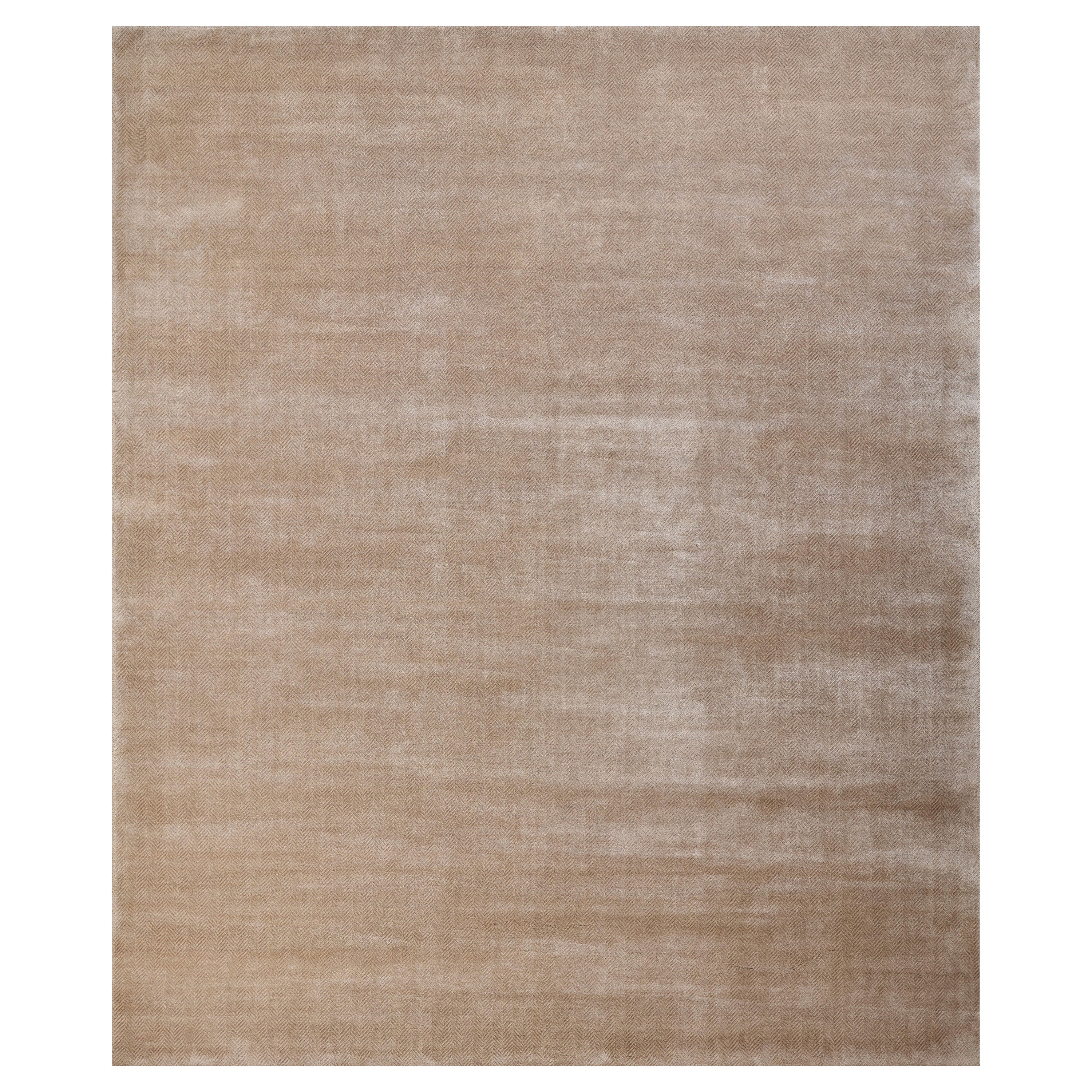 HERRINGBONE Hand Knotted Contemporary Silk Rug in Grey & Beige Colours by Hands