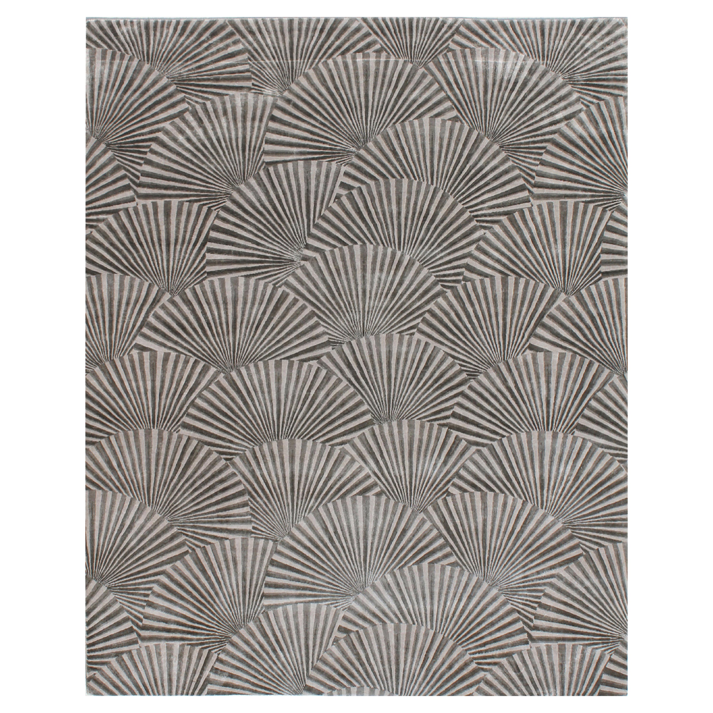 PRUNIFERA Hand Knotted Contemporary Silk Rug in Beige Taupe Colour by Hands