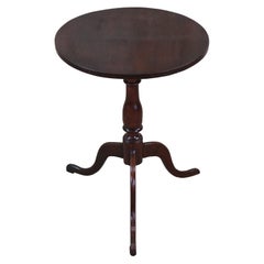 Antique 18th Century Queen Anne Mahogany Candle Stand Pedestal Table Tripod Base