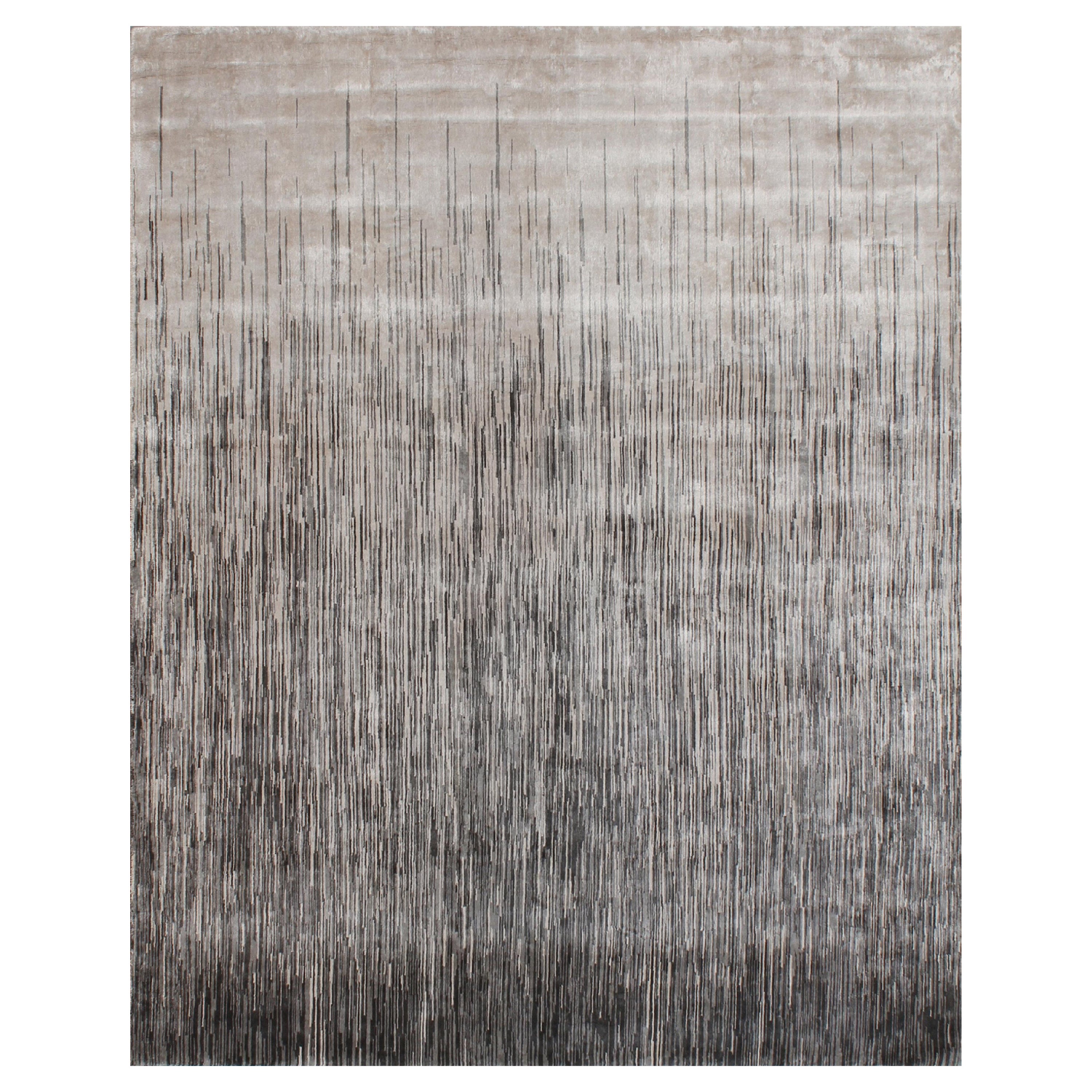 Tapis contemporain noué à la main MOTLEY en rouille, gris et mauve par Hands en vente