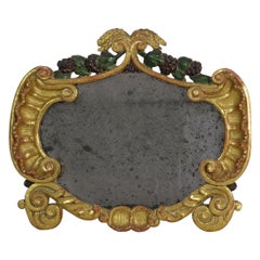Antique Small 18th Century, Italian Carved Giltwood Baroque Mirror
