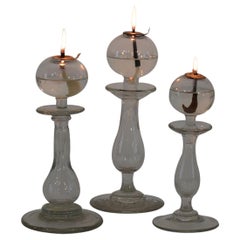 Collection of 19th Century French Glass Weaver Oil Lamps