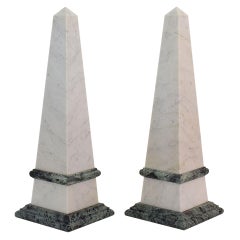 Pair of 19th Century Italian Grand Tour Marble Obelisks