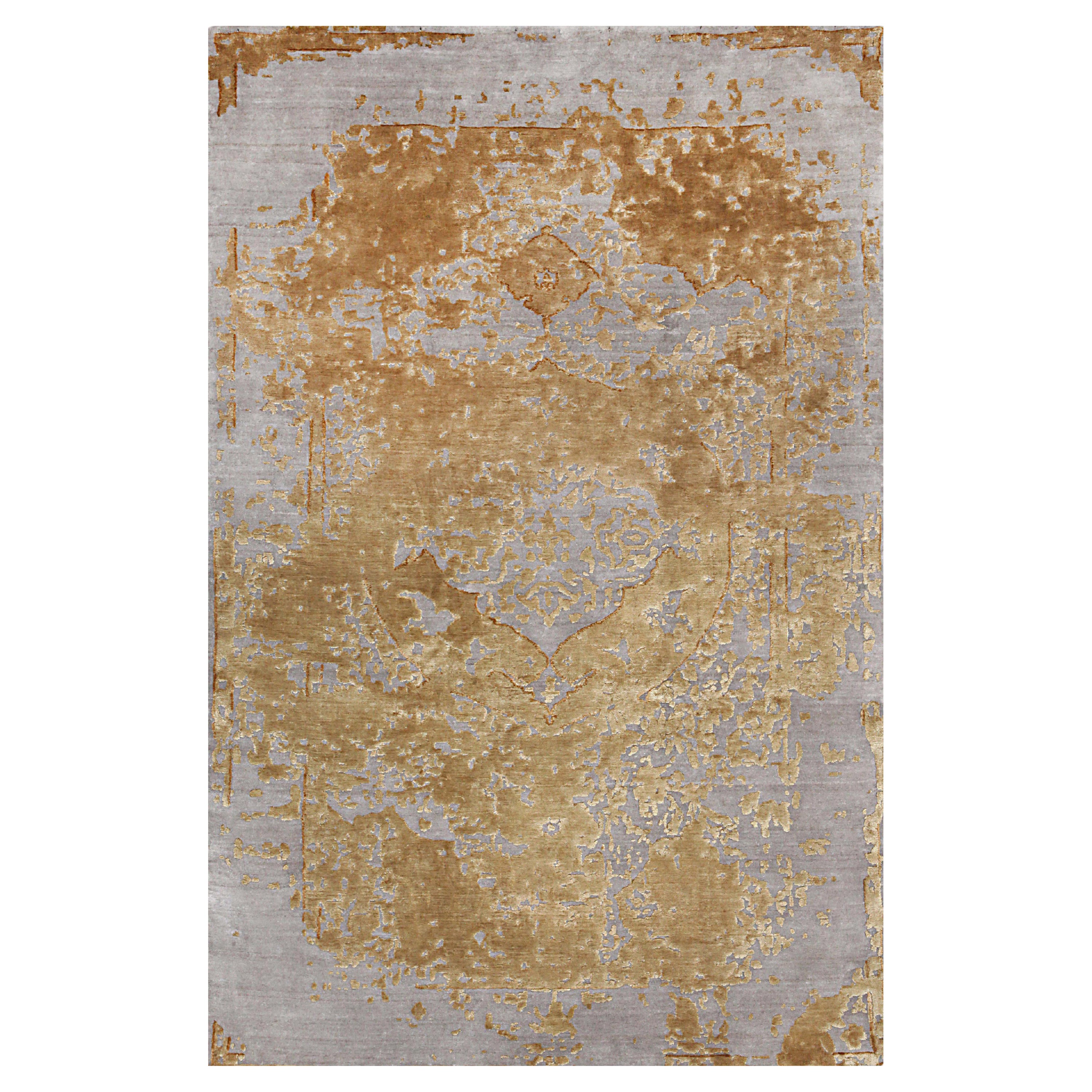 ADONIA Hand Knotted Transitional Rug in Mustard & Beige Colours by Hands