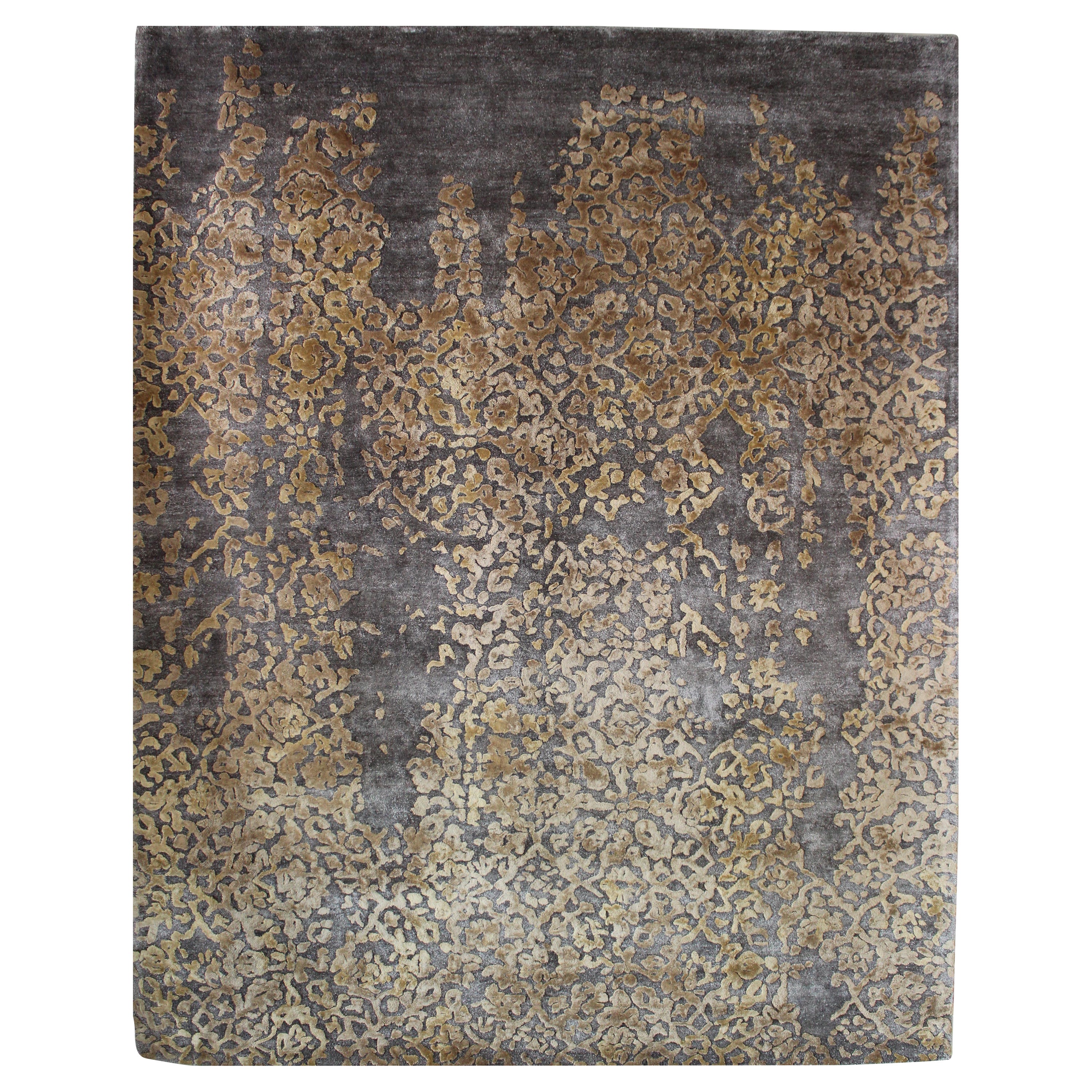 LUCERNE Hand Tufted Contemporary Silk Rug - Gold, Mauve & Beige Colours by Hands For Sale