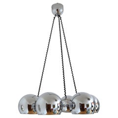 Italian Space Age Chromed Chandelier with Six Lights by Reggiani, 1970s
