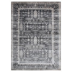 MARGITA Hand Knotted Traditional Silk Rug - Silver, Blue & Grey Colours by Hands