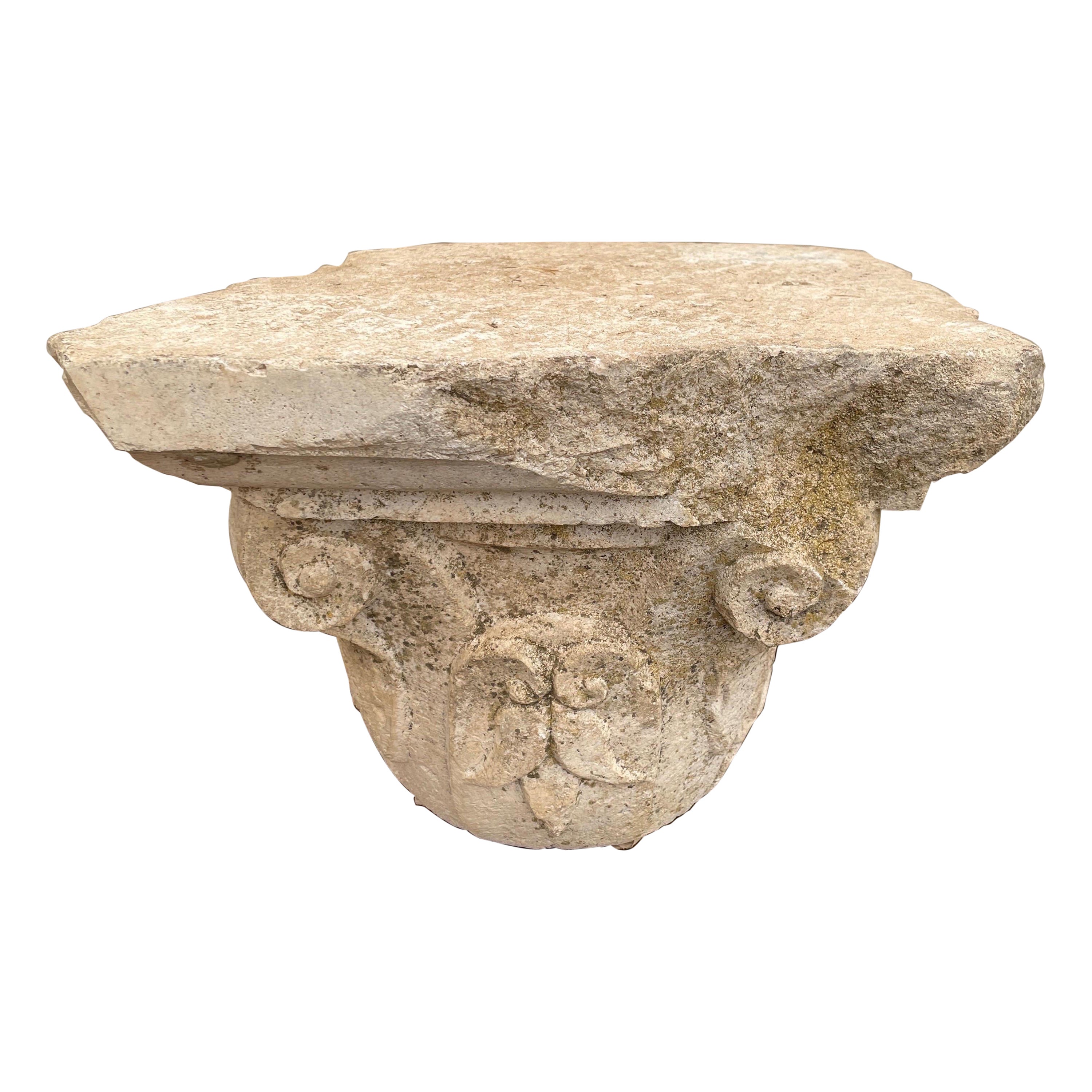 17th Century Limestone Capital from Seville Spain For Sale