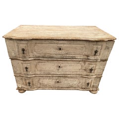 circa 1810 to 1830 German Oak Gray Painted Chest with Side Handles