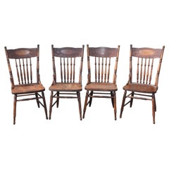 19thc Ranch Style Pressed Back Chairs, Set of Four