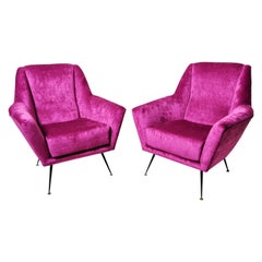 Pair of Club Chairs in the Style of Zanuso 