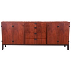 Milo Baughman for Directional Walnut and Ebonized Sideboard Credenza, Refinished