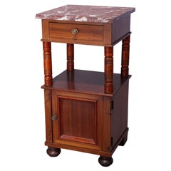 Antique Continental Mahogany Marble Top Side Stand, Circa 1900