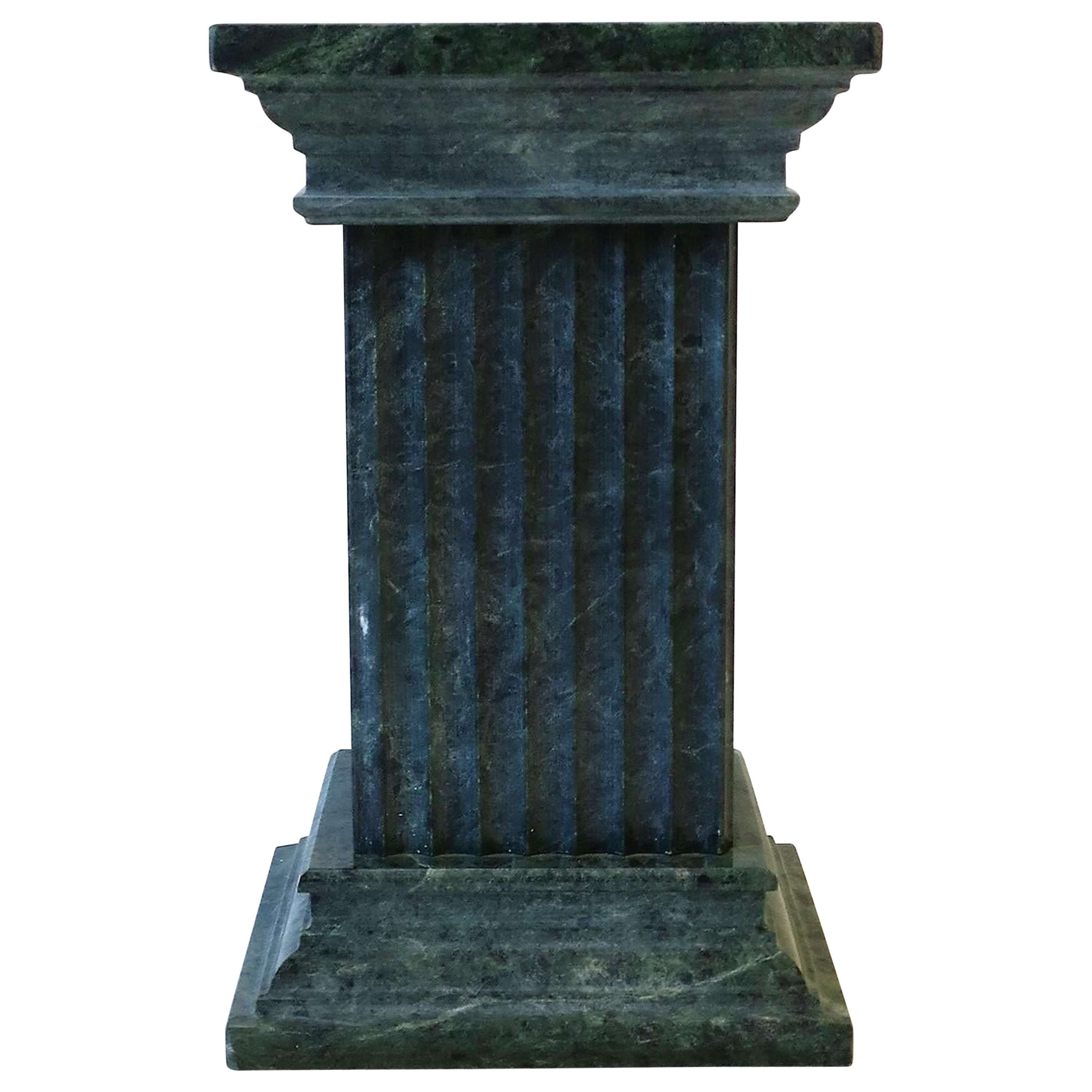 Dark Green and White Marble Column Pillar Bookend Decorative Object